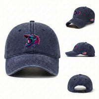 Motocross Helmet Neon Flame Graphic Dirt Bike Racing Washed Cotton Baseball Cap