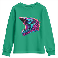 Motocross Helmet Neon Flame Graphic Dirt Bike Racing Youth Sweatshirt
