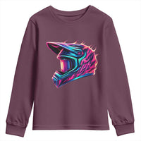 Motocross Helmet Neon Flame Graphic Dirt Bike Racing Youth Sweatshirt