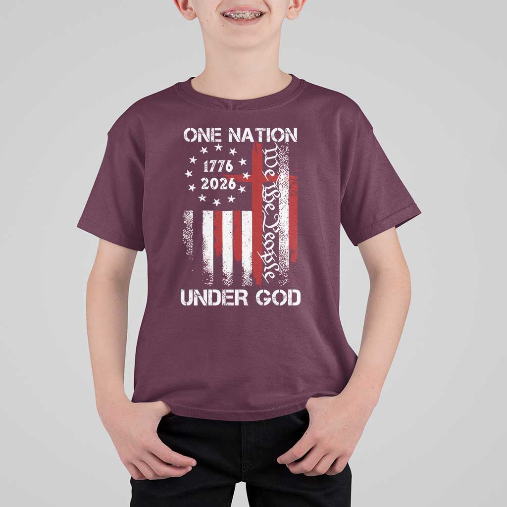One Nation Under God 250 Years T Shirt For Kid 250th Anniversary USA