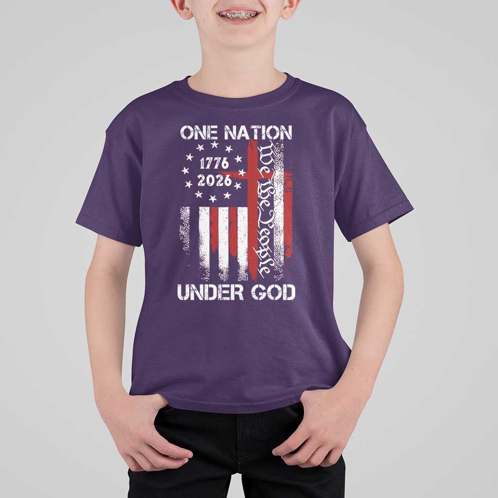 One Nation Under God 250 Years T Shirt For Kid 250th Anniversary USA