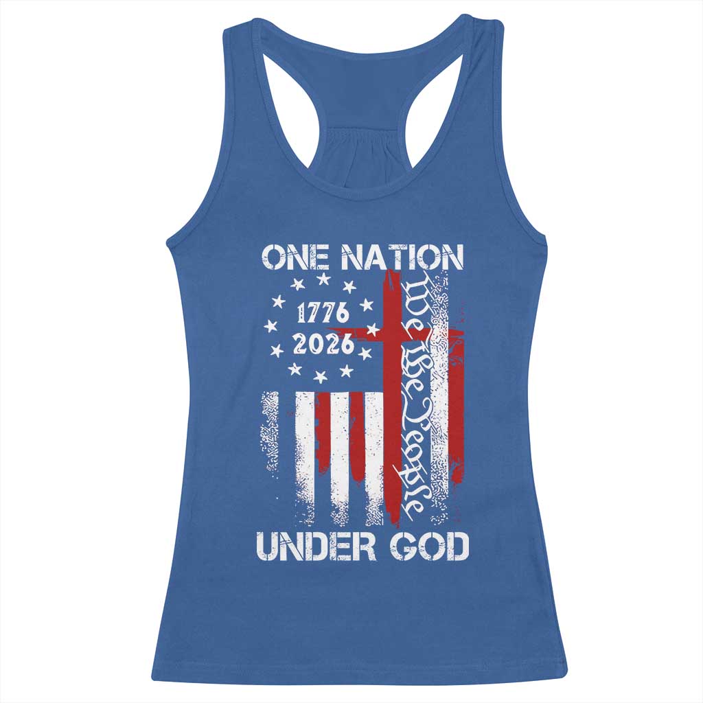 One Nation Under God 250 Years Racerback Tank Top 250th Anniversary USA