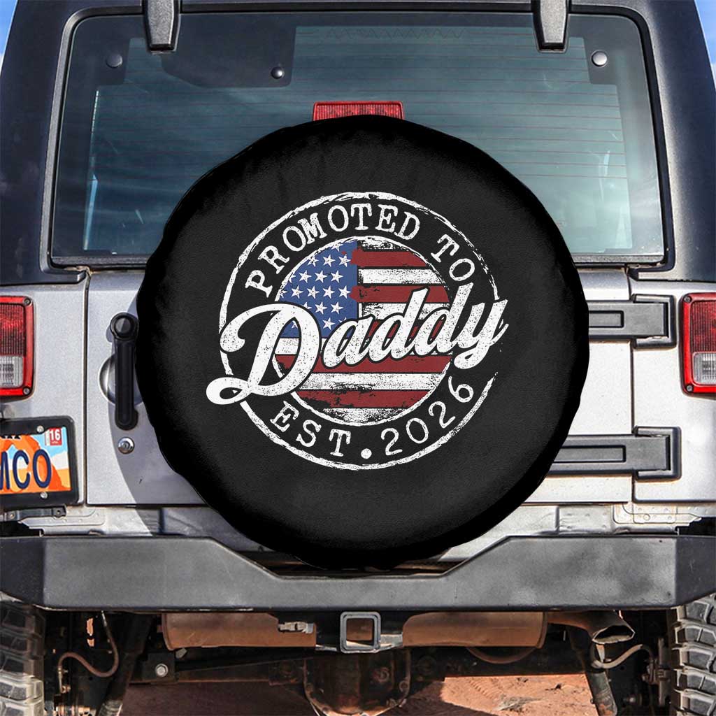 Promoted to Daddy 2026 Spare Tire Cover New Dad US Flag Fathers Day