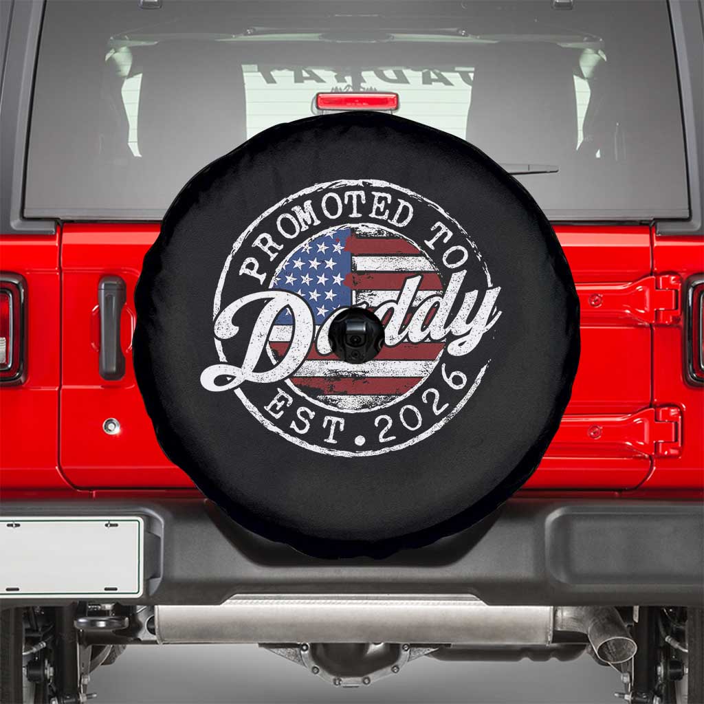 Promoted to Daddy 2026 Spare Tire Cover New Dad US Flag Fathers Day