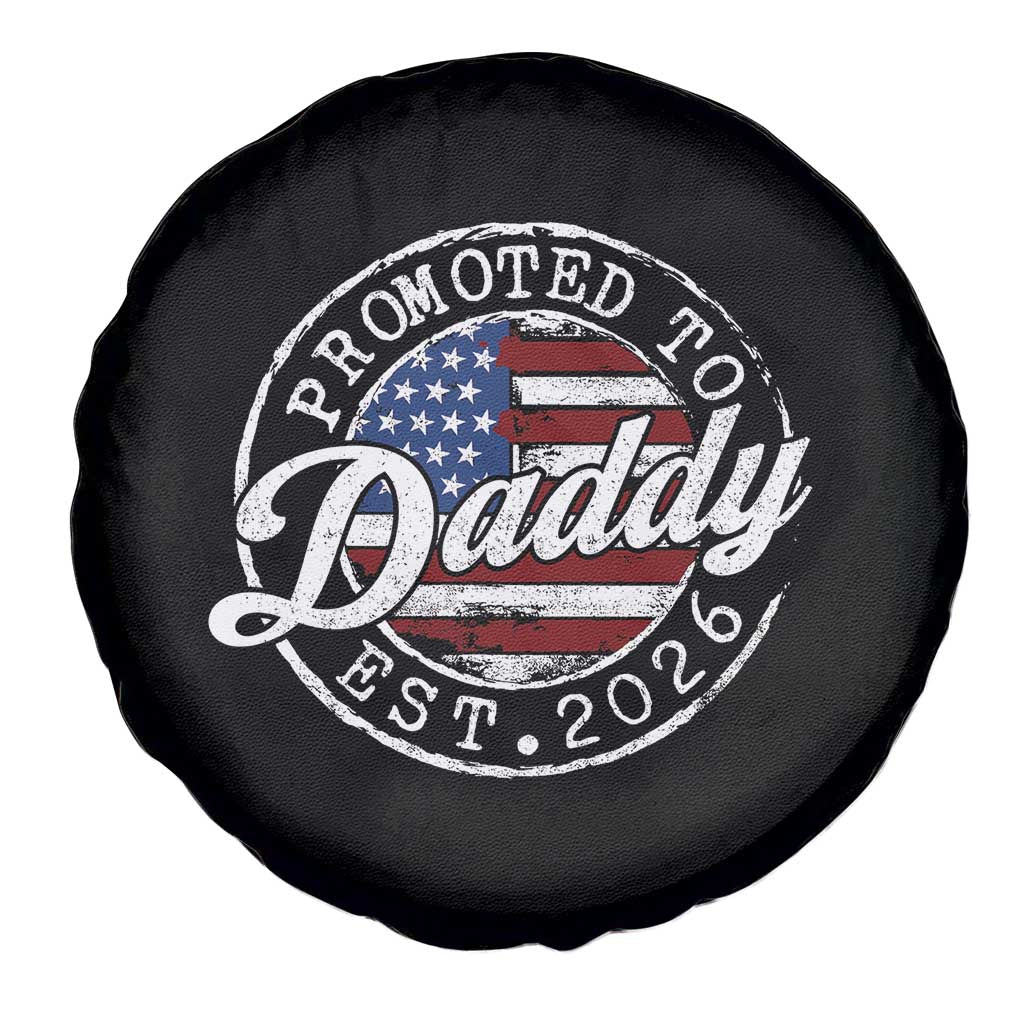 Promoted to Daddy 2026 Spare Tire Cover New Dad US Flag Fathers Day