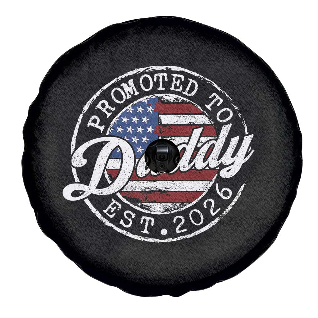 Promoted to Daddy 2026 Spare Tire Cover New Dad US Flag Fathers Day