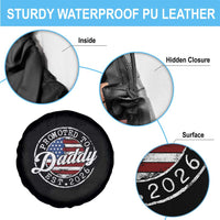 Promoted to Daddy 2026 Spare Tire Cover New Dad US Flag Fathers Day