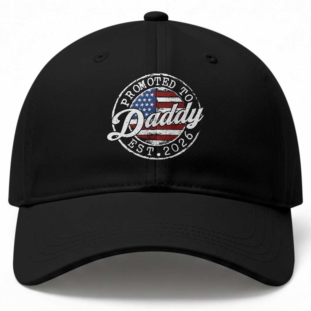 Promoted to Daddy 2026 Baseball Cap New Dad US Flag Fathers Day