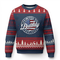Promoted to Daddy 2026 Ugly Christmas Sweater New Dad US Flag Fathers Day