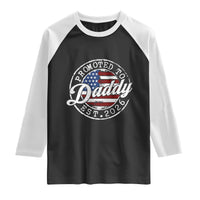 Promoted to Daddy 2026 Raglan Shirt New Dad US Flag Fathers Day