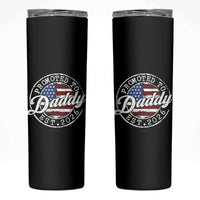 Promoted to Daddy 2026 Skinny Tumbler New Dad US Flag Fathers Day