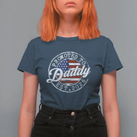 Promoted to Daddy 2026 T Shirt For Women New Dad US Flag Fathers Day