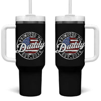 Promoted to Daddy 2026 Tumbler With Handle New Dad US Flag Fathers Day