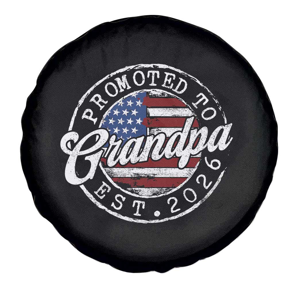 Promoted to Grandpa 2026 Spare Tire Cover New Grandfather US Flag Fathers Day