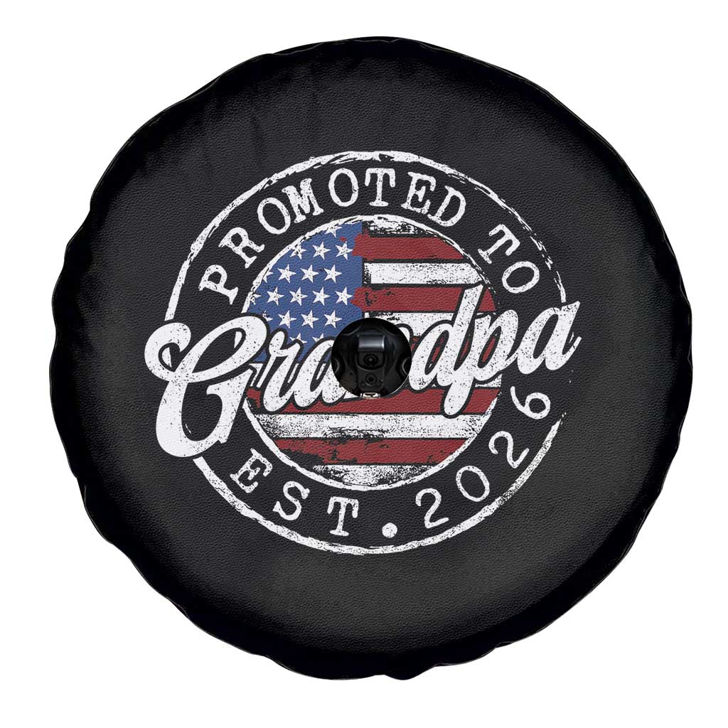 Promoted to Grandpa 2026 Spare Tire Cover New Grandfather US Flag Fathers Day