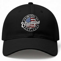 Promoted to Grandpa 2026 Baseball Cap New Grandfather US Flag Fathers Day