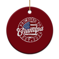Promoted to Grandpa 2026 Ceramic Ornament New Grandfather US Flag Fathers Day