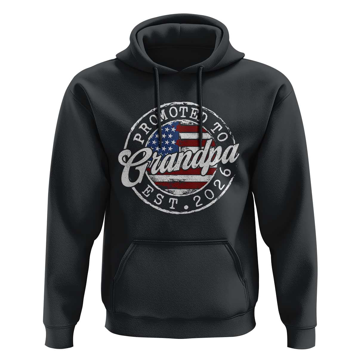 Promoted to Grandpa 2026 Hoodie New Grandfather US Flag Fathers Day