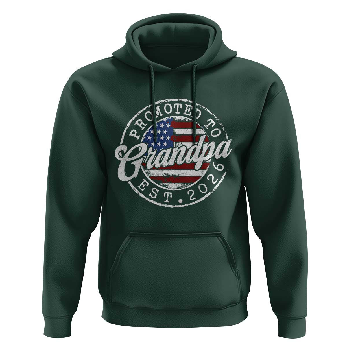 Promoted to Grandpa 2026 Hoodie New Grandfather US Flag Fathers Day