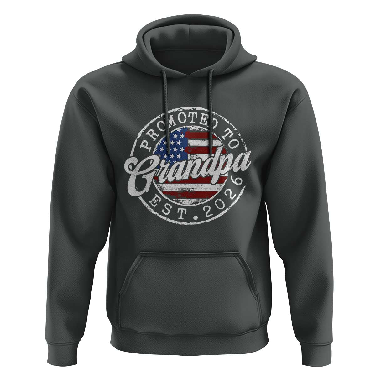 Promoted to Grandpa 2026 Hoodie New Grandfather US Flag Fathers Day