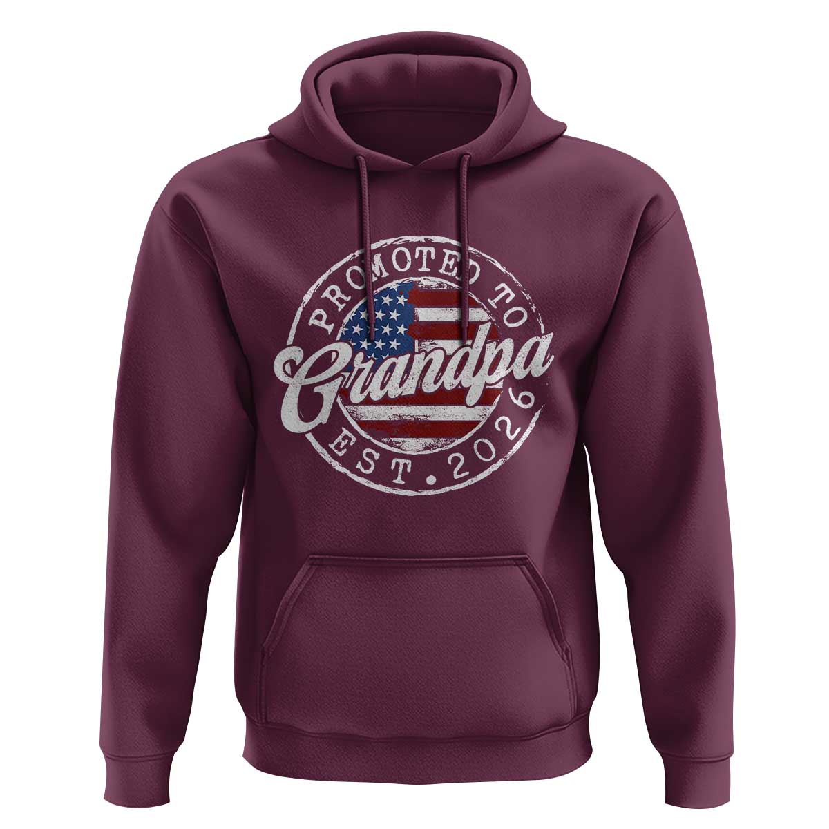 Promoted to Grandpa 2026 Hoodie New Grandfather US Flag Fathers Day