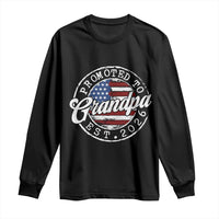 Promoted to Grandpa 2026 Long Sleeve Shirt New Grandfather US Flag Fathers Day