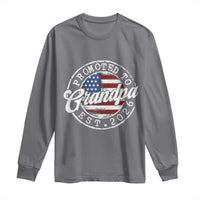 Promoted to Grandpa 2026 Long Sleeve Shirt New Grandfather US Flag Fathers Day