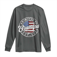 Promoted to Grandpa 2026 Long Sleeve Shirt New Grandfather US Flag Fathers Day