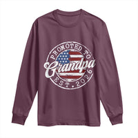 Promoted to Grandpa 2026 Long Sleeve Shirt New Grandfather US Flag Fathers Day