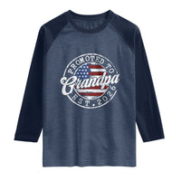 Promoted to Grandpa 2026 Raglan Shirt New Grandfather US Flag Fathers Day