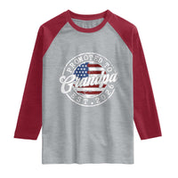 Promoted to Grandpa 2026 Raglan Shirt New Grandfather US Flag Fathers Day