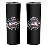 Promoted to Grandpa 2026 Skinny Tumbler New Grandfather US Flag Fathers Day