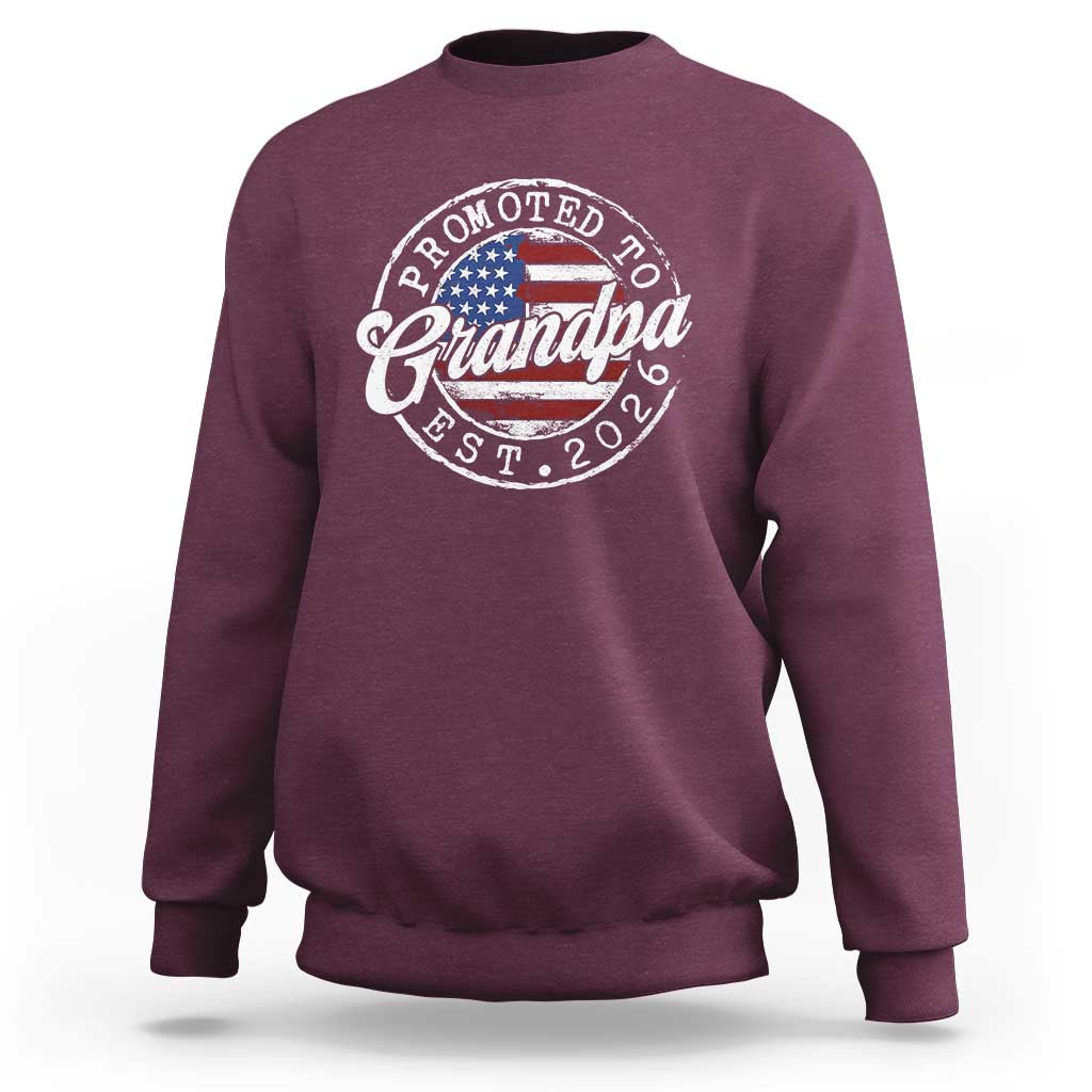 Promoted to Grandpa 2026 Sweatshirt New Grandfather US Flag Fathers Day