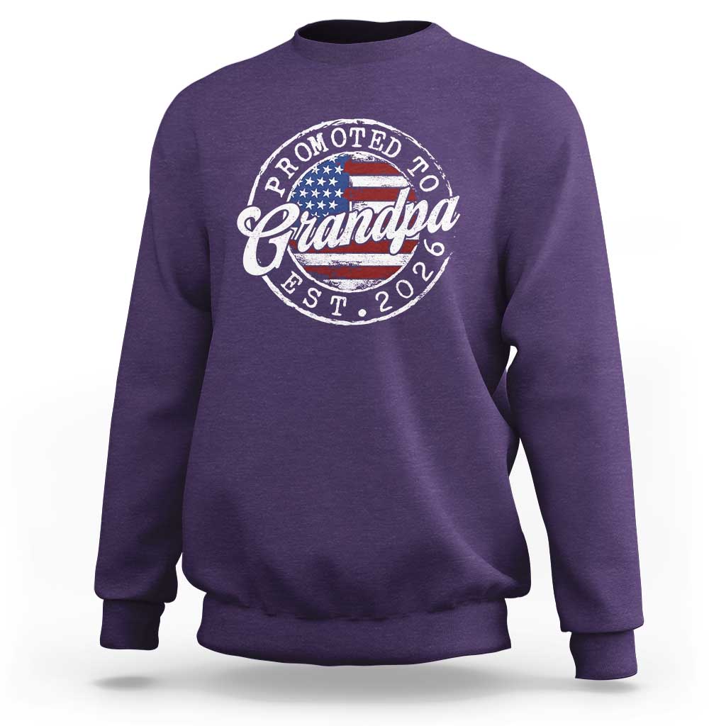 Promoted to Grandpa 2026 Sweatshirt New Grandfather US Flag Fathers Day