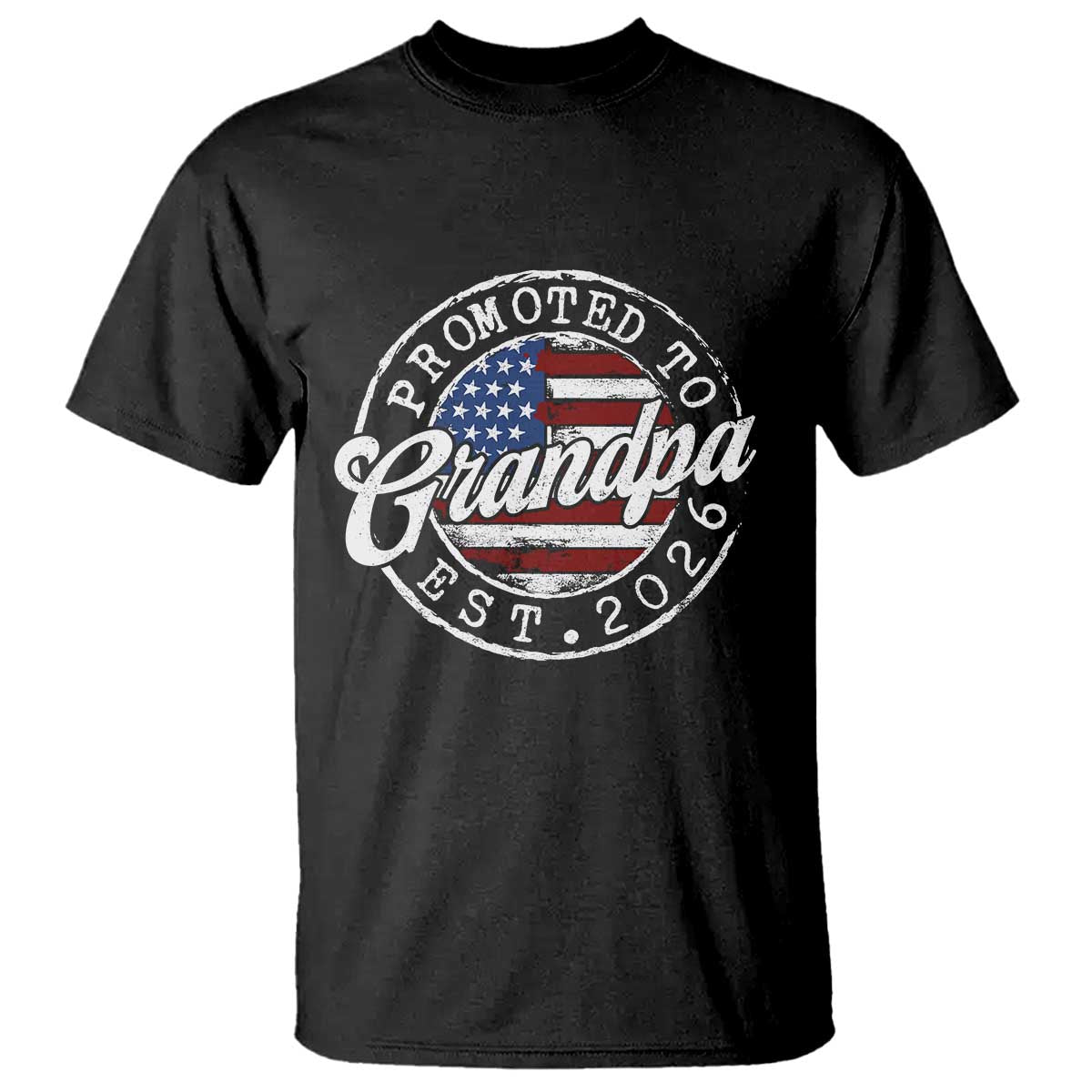 Promoted to Grandpa 2026 T Shirt New Grandfather US Flag Fathers Day