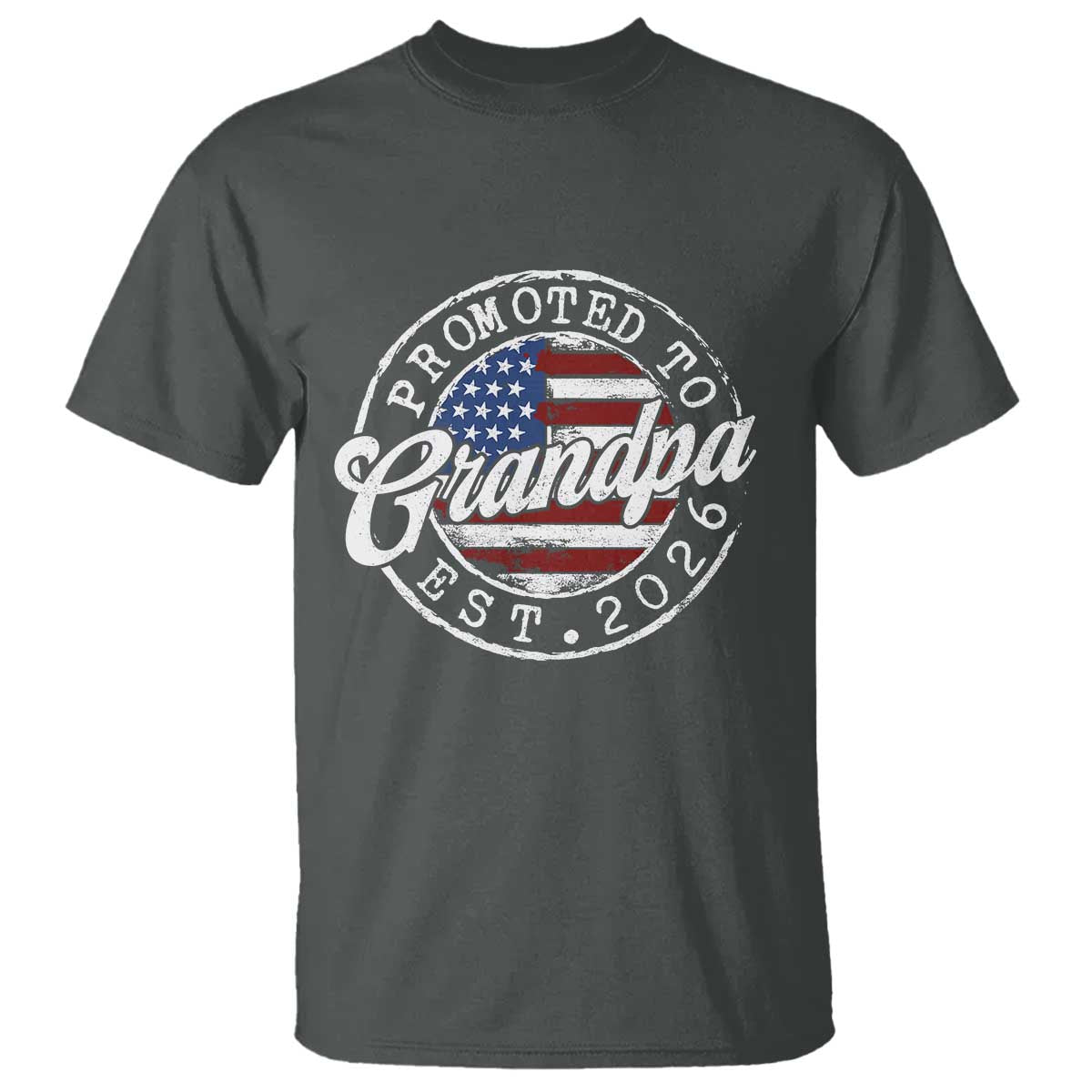 Promoted to Grandpa 2026 T Shirt New Grandfather US Flag Fathers Day