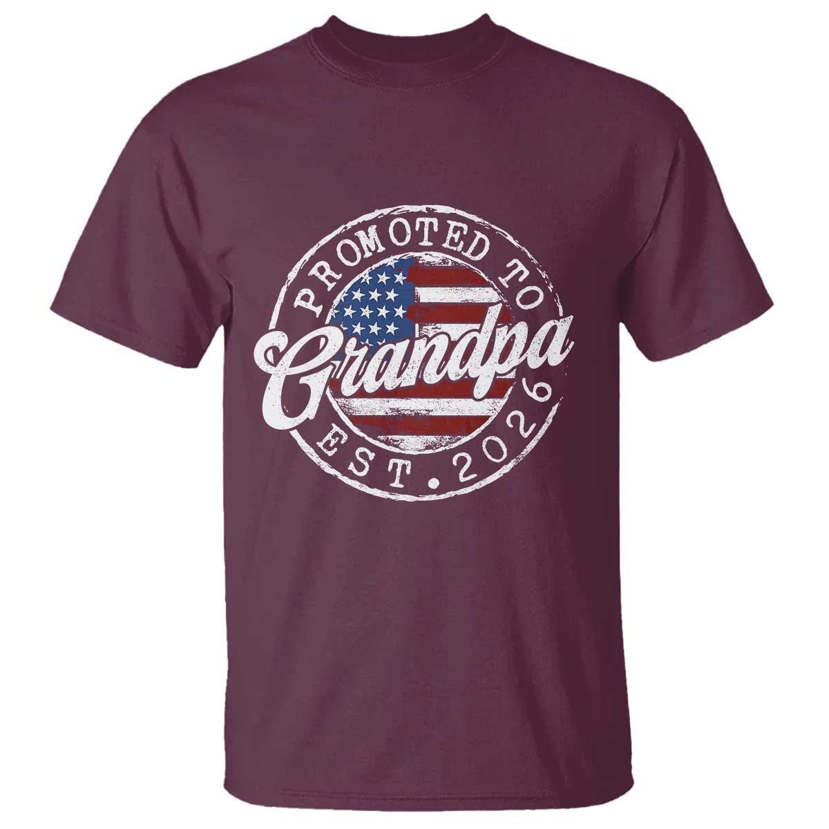 Promoted to Grandpa 2026 T Shirt New Grandfather US Flag Fathers Day