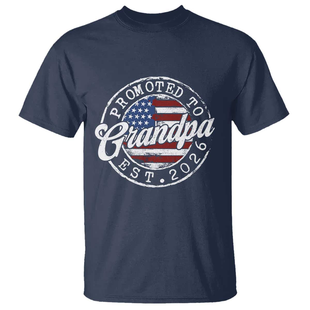 Promoted to Grandpa 2026 T Shirt New Grandfather US Flag Fathers Day