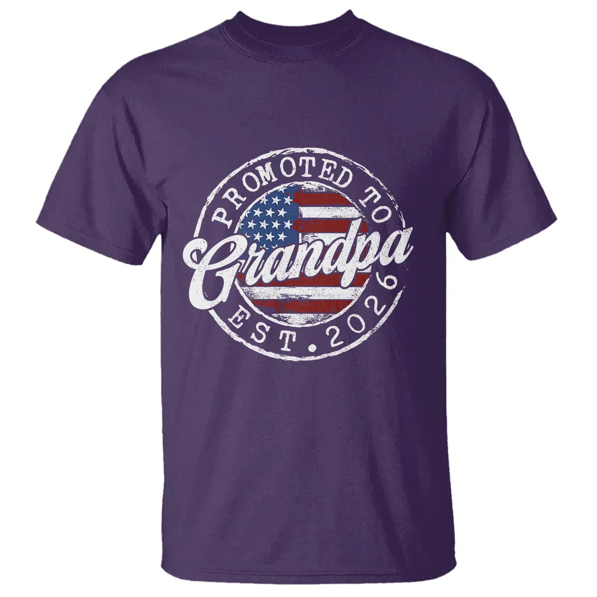 Promoted to Grandpa 2026 T Shirt New Grandfather US Flag Fathers Day