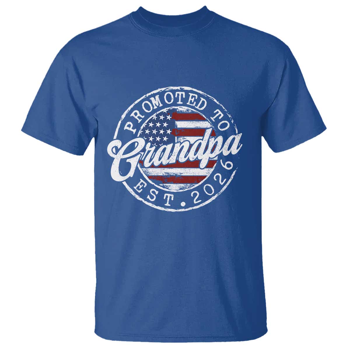 Promoted to Grandpa 2026 T Shirt New Grandfather US Flag Fathers Day