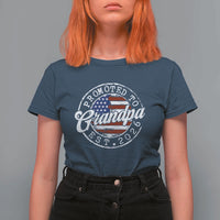 Promoted to Grandpa 2026 T Shirt For Women New Grandfather US Flag Fathers Day