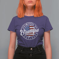 Promoted to Grandpa 2026 T Shirt For Women New Grandfather US Flag Fathers Day