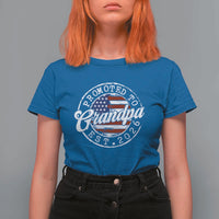 Promoted to Grandpa 2026 T Shirt For Women New Grandfather US Flag Fathers Day