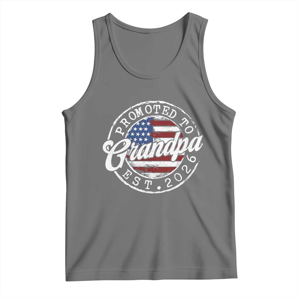Promoted to Grandpa 2026 Tank Top New Grandfather US Flag Fathers Day
