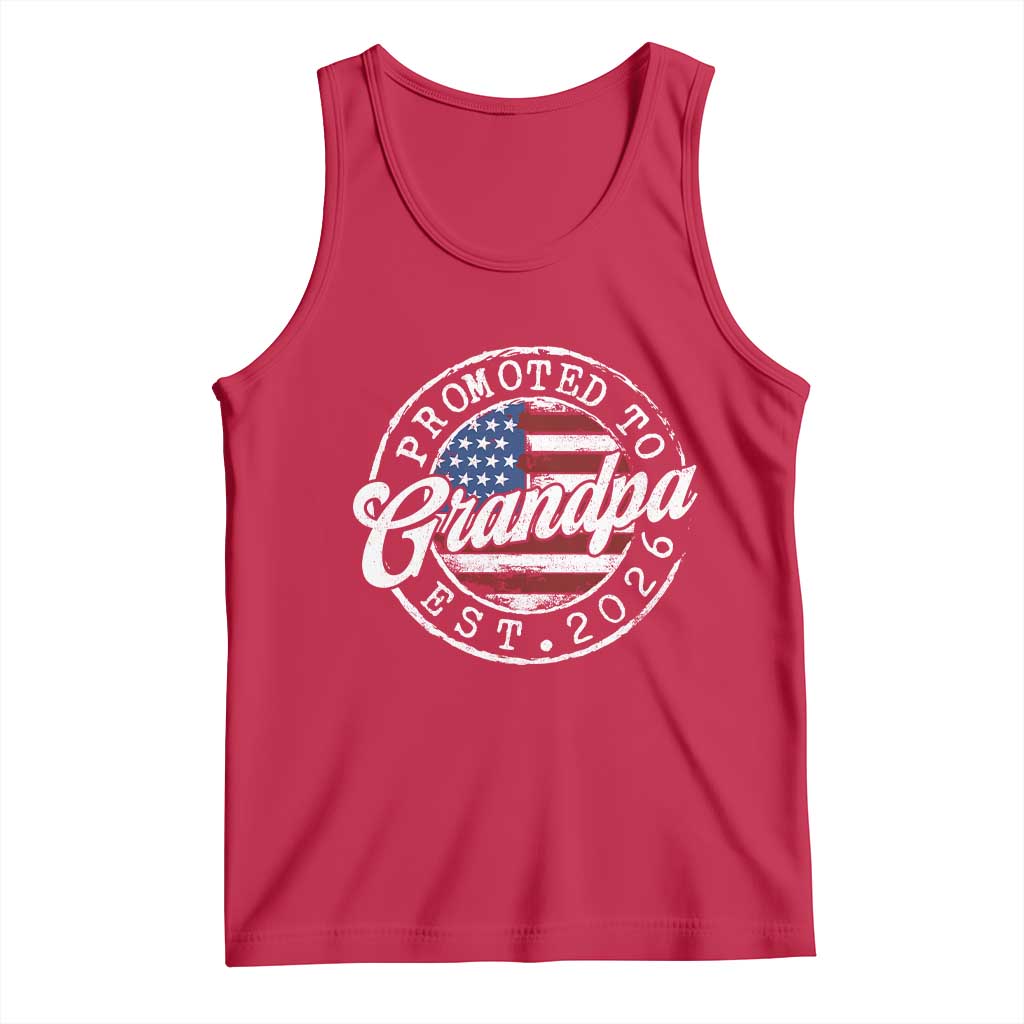 Promoted to Grandpa 2026 Tank Top New Grandfather US Flag Fathers Day