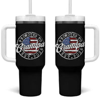 Promoted to Grandpa 2026 Tumbler With Handle New Grandfather US Flag Fathers Day