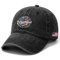 Promoted to Grandpa 2026 Washed Cotton Baseball Cap New Grandfather US Flag Fathers Day