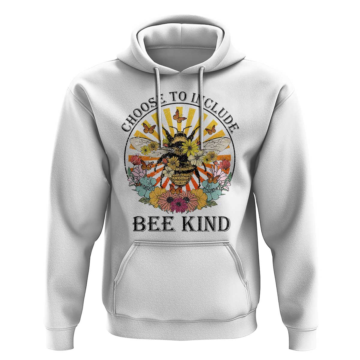 Autism Awareness Hoodie Choose To Include Bee Kind Retro Vintage Flower Bee - Wonder Print Shop