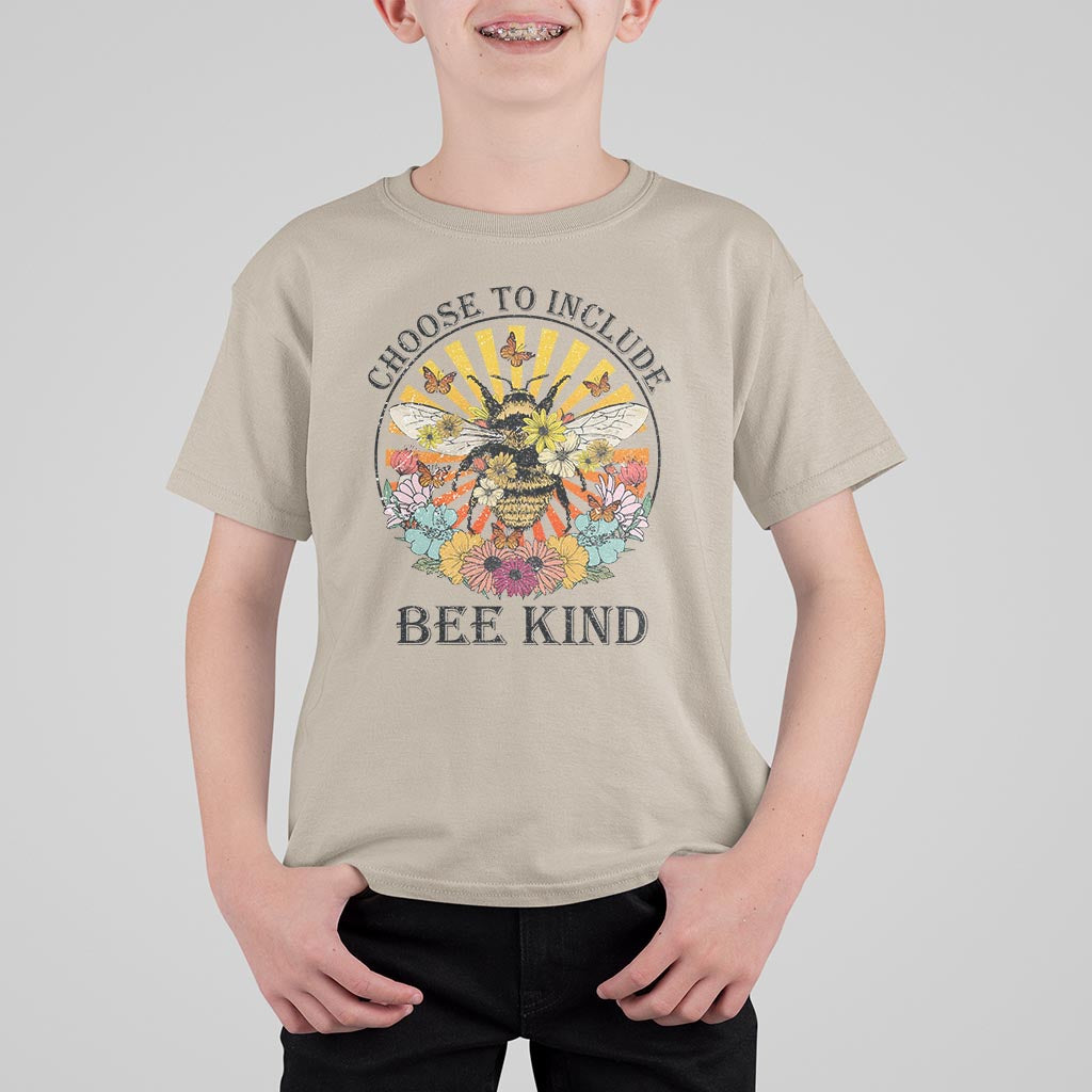 Autism Awareness T Shirt For Kid Choose To Include Bee Kind Retro Vintage Flower Bee - Wonder Print Shop