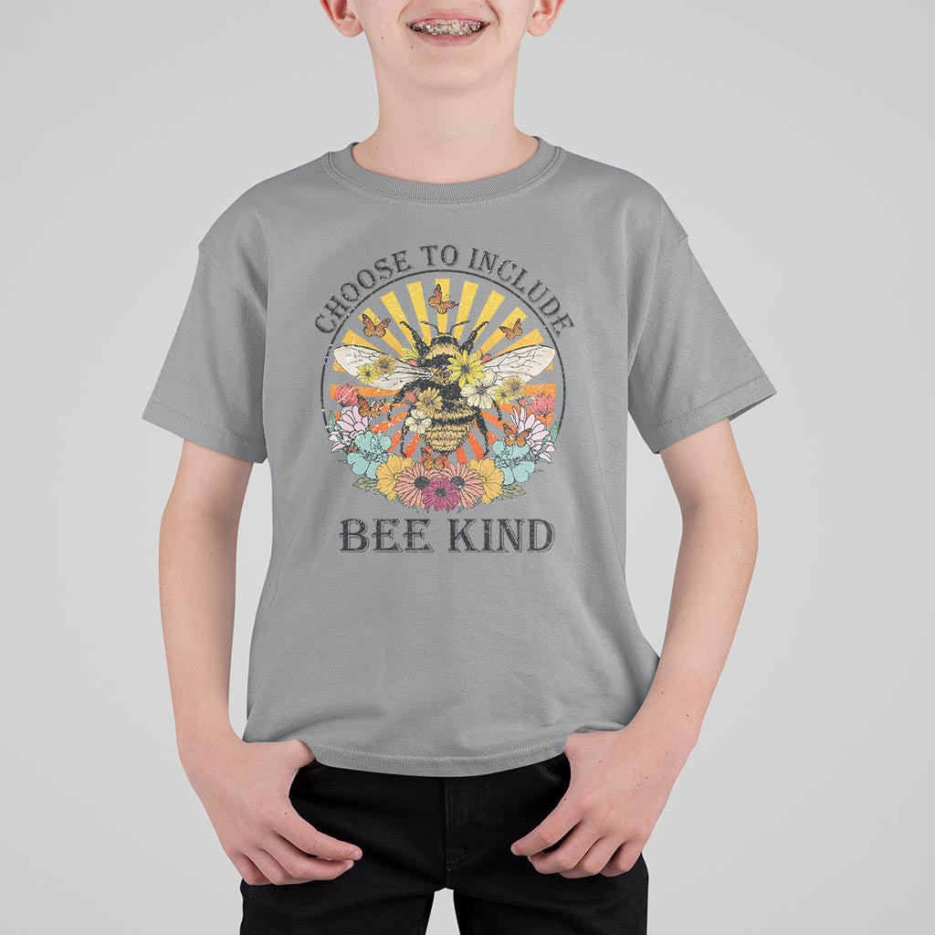 Autism Awareness T Shirt For Kid Choose To Include Bee Kind Retro Vintage Flower Bee - Wonder Print Shop